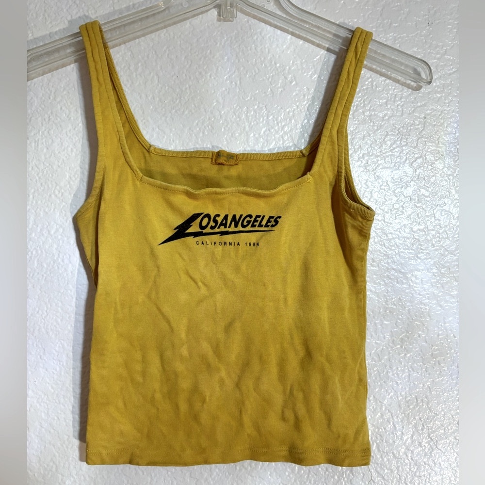 Brandy Mustard LA Logo Cropped Tank Top